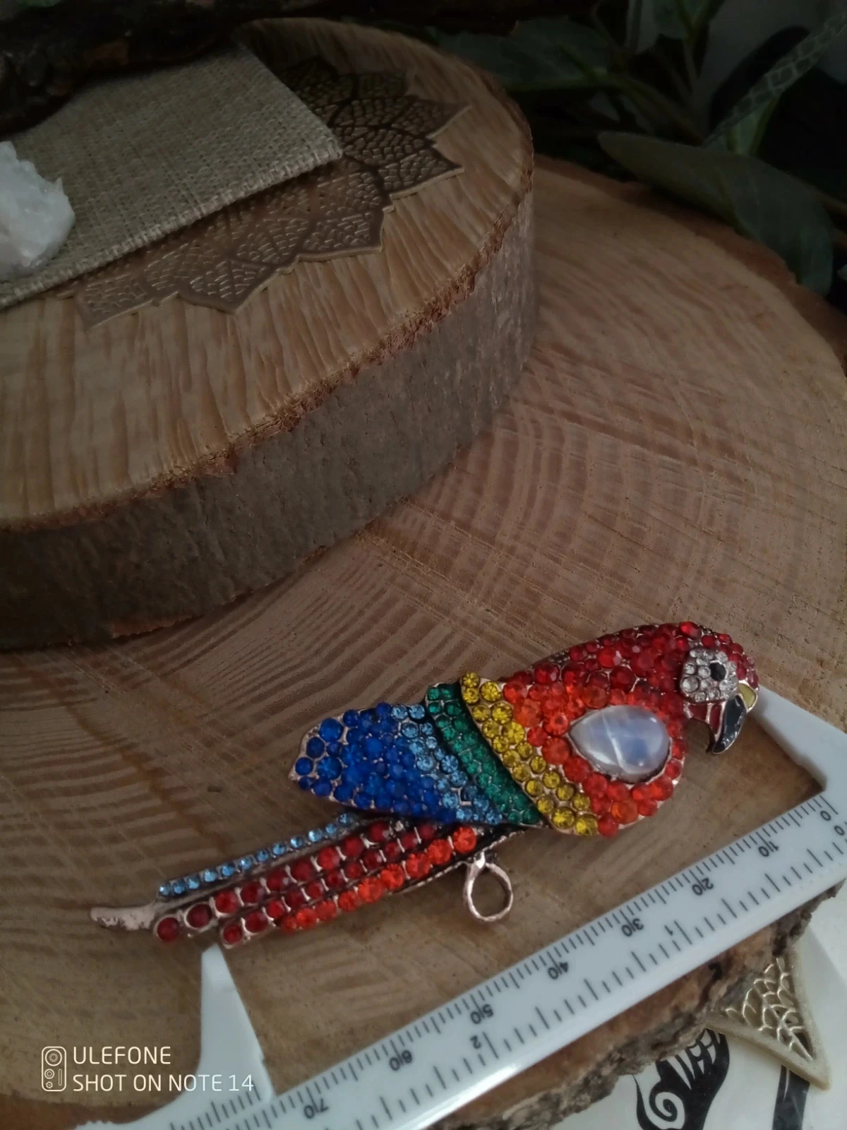 Broche perroquet exotique avec pierre de lune naturelle – photo 2